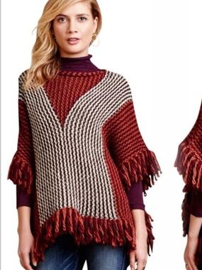 Anthropologie Moth Brand One Size Poncho Sweater Made in Italy